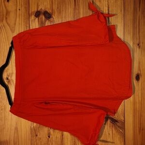 Free People Off-Shoulder Red Cotton Blouse XS